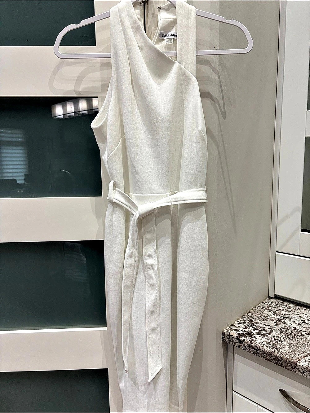 Calvin Klein White Sleeveless Jumpsuit Size 4P Like New